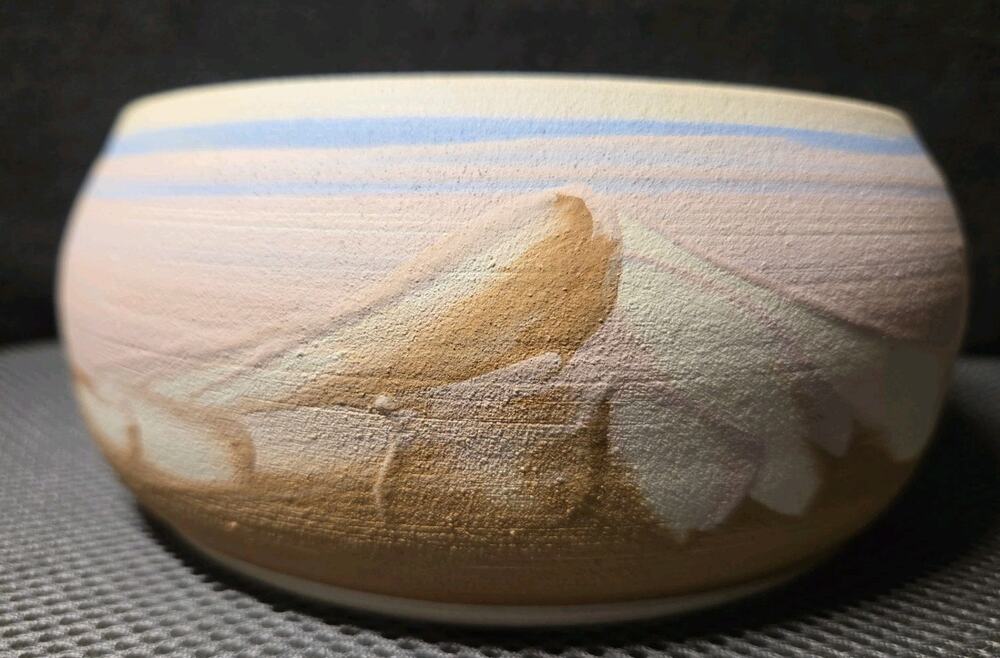 Southwestern-style matte ceramic pottery bowl pastel desert Scene La Verkin Utah